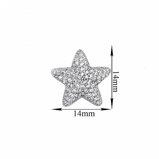 Серебряные серьги-пуссеты Звездочки с фианитами  1SE61408-E-E/12/1 №2