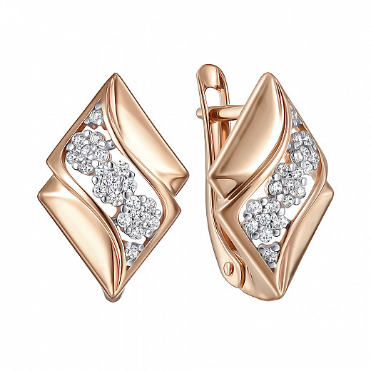 Серьги из красного золота с фианитами 22844/01/1/315