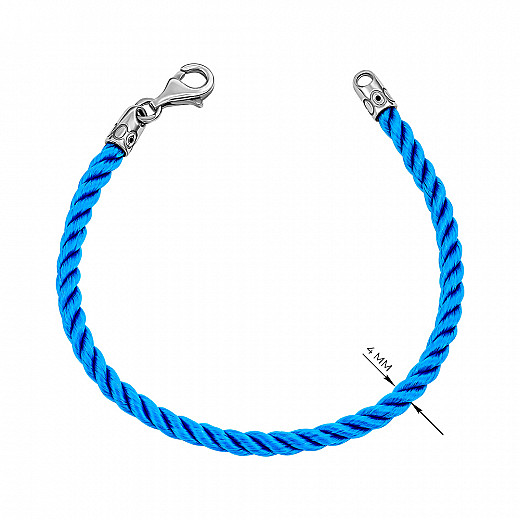 Браслет зі срібла з шовком блакитного кольору SGrit3mm Blue BR ROD №2