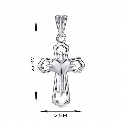 Декоративний хрестик зі срібла з серцем  G00055-P/12 №3