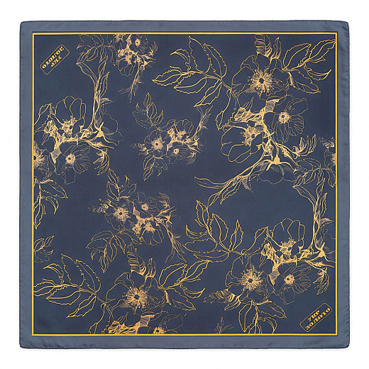 Шовкова хустинка сірого кольору з візерунком 75×75 см Хустка УЗ сіра №2