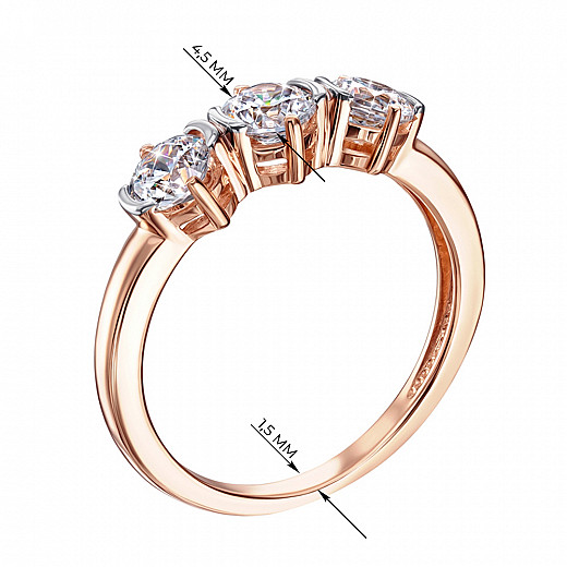 Каблучка з червоного золота з фіанітом s zirconia 13243/01/1/206 №2