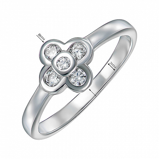 Кольцо из серебра с фианитами 1RI57824-R №3