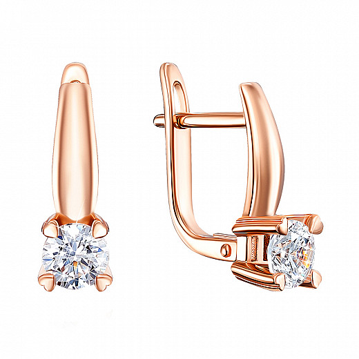 Сережки з червоного золота з фіанітами s Zirconia 22054/01/0/21