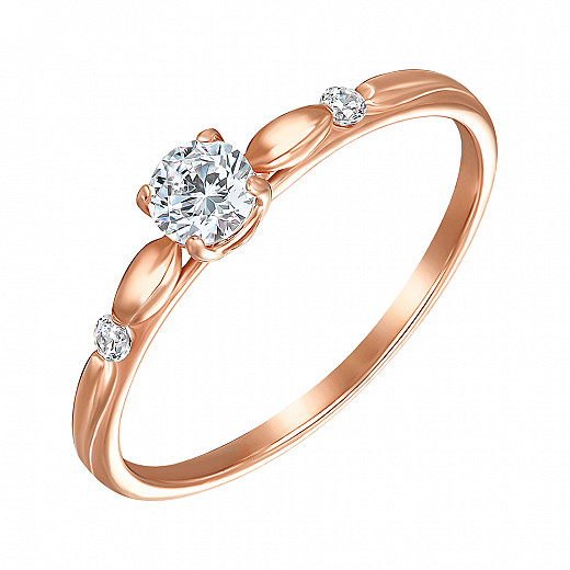 Каблучка з червоного золота з фіанітами s zirconia 13375/01/0/2134