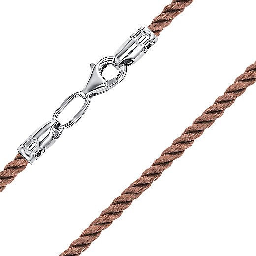 Шнурок ювелірний з срібла з текстилем SGrit2mm Brown ROD №2