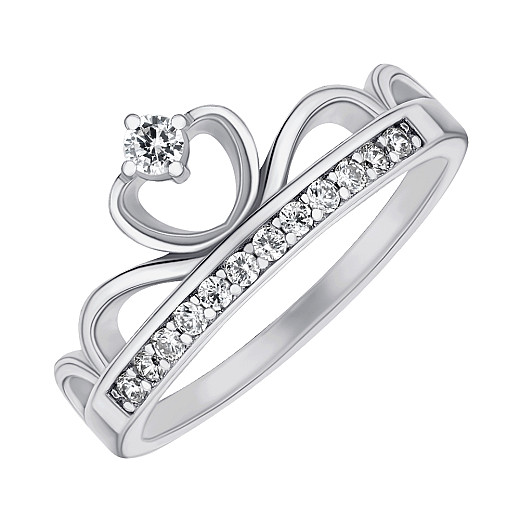 Каблучка-корона з срібла з фіанітами 2R30302-R/12/1