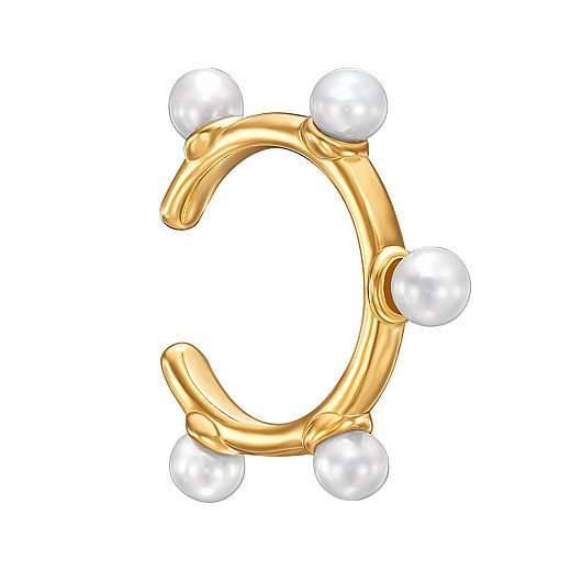 Сережка-каффа зі срібла в жовтій позолоті з перлами TE-1589-GOLD-E/20/4776
