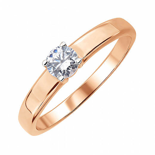 Каблучка з червоного золота з фіанітом S Zirconia  13295/01/1/4028
