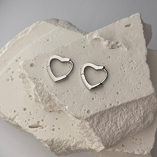 Серьги из серебра в форме сердечек ISA0506-E/12 №5