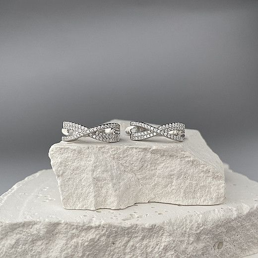 Сережки зі срібла з фіанітами ISA0153-E/12/1 №4