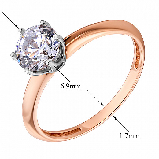 Каблучка з червоного золота з фіанітом s zirconia КД4136 Sw №2