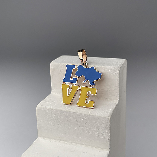 Підвіс з червоного золота з жовто-блакитною емаллю Love Ukraine 32448/01/0/1158 №5