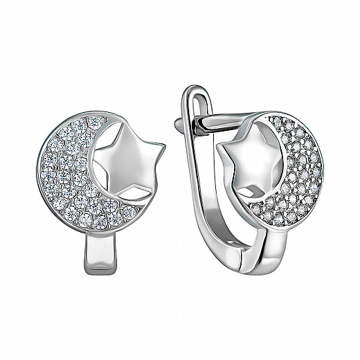 Серьги из серебра с фианитами 1EA91753-E/12/1