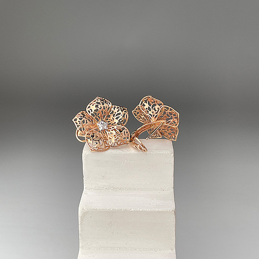 Сережки з червоного золота з фіанітами 22542/01/1/1 №5