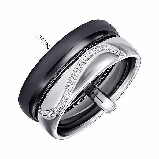 Каблучка зі срібла з керамікою та фіанітами SR2968-B-R/12/1 №3