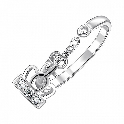 Каблучка зі срібла з фіанітами R10570-R/12/1