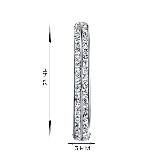Сережки-кільця з білого золота з фіанітами 21822-2.3/02/1/1 №2