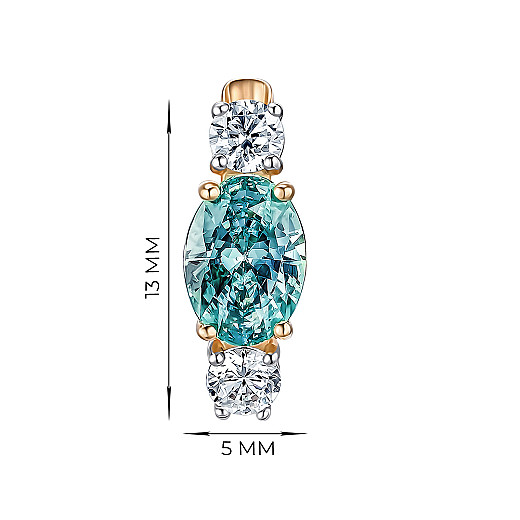 Сережки з комбінованого золота із блакитним та білими фіанітами S Zirconia 22246/01/1/4587 №2