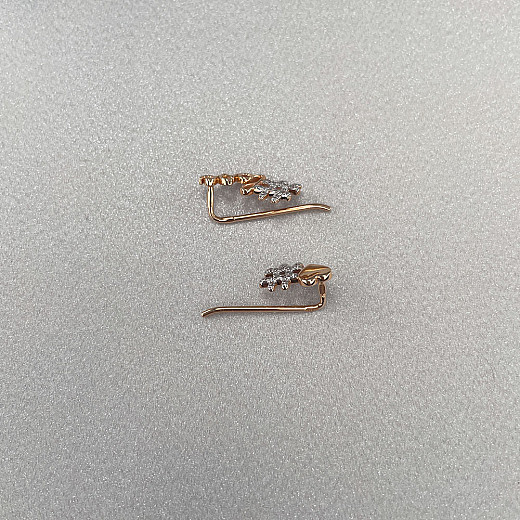 Серьги-каффы из красного золота с фианитами 22445/01/1/42 №4