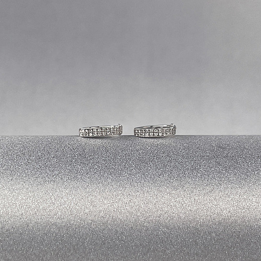 Сережки-кільця з білого золота з діамантами P-P52867/02/8007 №4