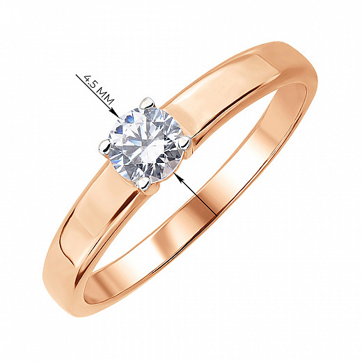 Каблучка з червоного золота з фіанітом S Zirconia  13295/01/1/4028 №3