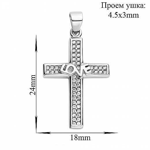 Срібний декоративний хрестик з фіанітами 1PE64821-P №2