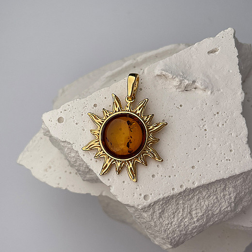 Підвіс зі срібла в жовтій позолоті з бурштином AuP524C-P/20/2787 №5