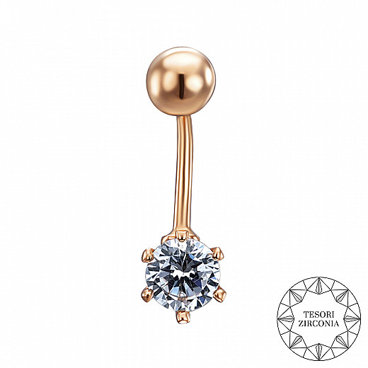 Сережка-пірсинг з червоного золота з фіанітом Tesori Zirconia 21482/01/0/4024
