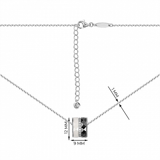 Кольє зі срібла та кераміки з фіанітами SN2910-BW-K/12/1 №2