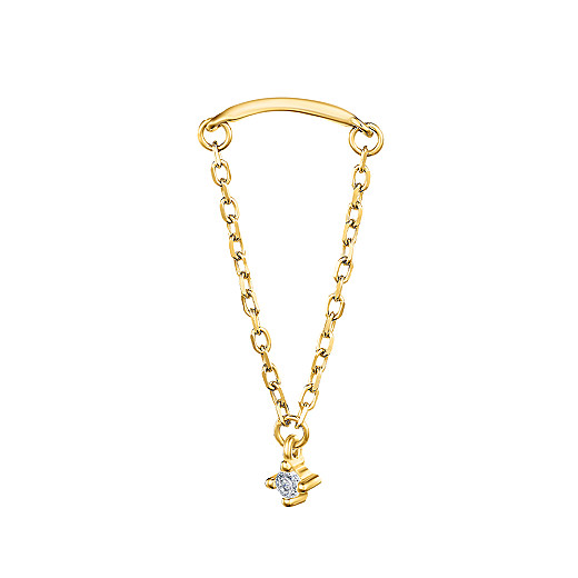 Сережка в одне вухо з срібла з фіанітом TLN-117-GOLD-E/20/1