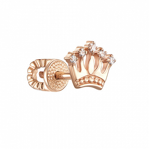 Золота сережка-пусета з короною та фіанітами 21798-0/01/0/36 №2