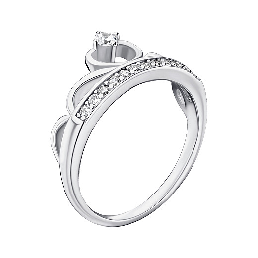 Каблучка-корона з срібла з фіанітами 2R30302-R/12/1 №2