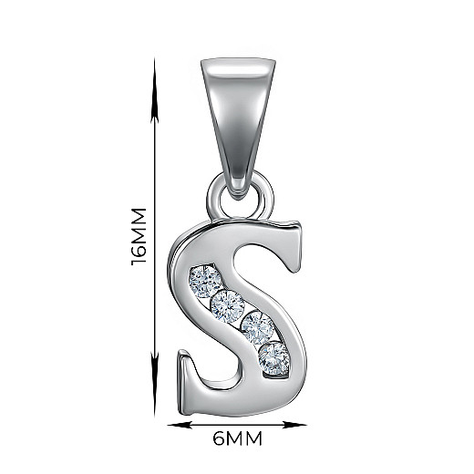 Підвіска-літера S з срібла з фіанітами 1PE65073-P/12/1 №3