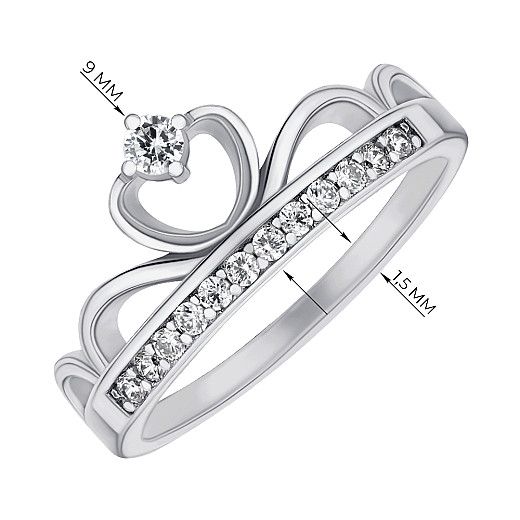 Каблучка-корона з срібла з фіанітами 2R30302-R/12/1 №3