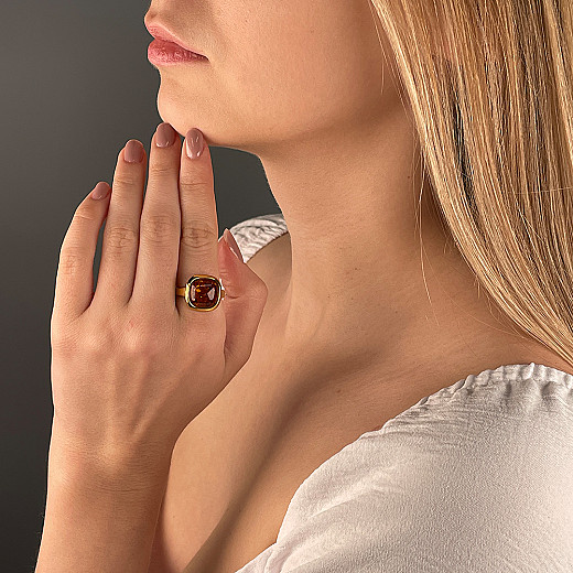 Каблучка зі срібла з бурштином AuR70C-R/20/2787 №4