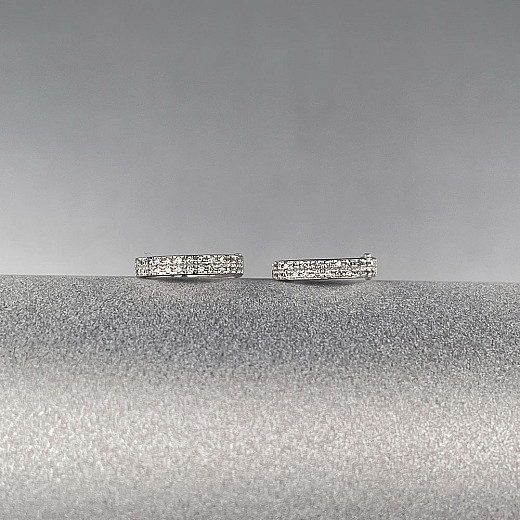 Сережки-кільця з білого золота з діамантами P-52867/02/8007 №4