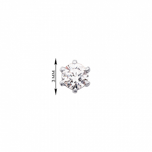 Сережки-пусети з білого золота з фіанітами S Zirconia 21018/б SW №2