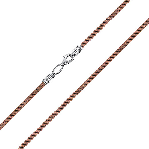 Шнурок ювелірний з срібла з текстилем SGrit2mm Brown ROD