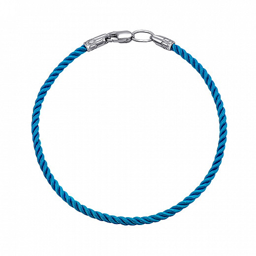 Браслет зі срібла з блакитним шовком SGrit2mm Blue BR ROD