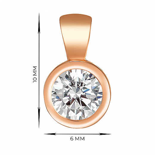 Підвіска з червоного золота із завальцьованим фіанітом S Zirconia 31325/SW №3