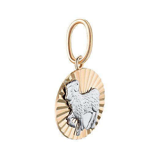 Підвіска знак зодіаку «Овен» з комбінованого золота 30507/ов №2