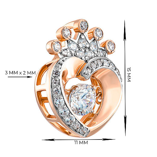 Підвіска з червоного золота з фіанітом s zirconia 32128/01/1/3076 №3