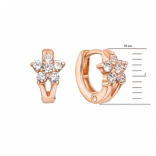 Сережки з червоного золота з фіанітом 21768 №2