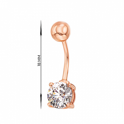 Золотий пірсинг в червоному кольорі з фіанітом S Zirconia 21495/SW №2