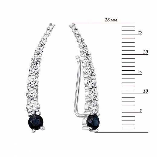 Сережки з білого золота з діамантом 53795/02/1/8244 №2