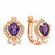 Сережки з червоного золота з аметистом 50357/ам к